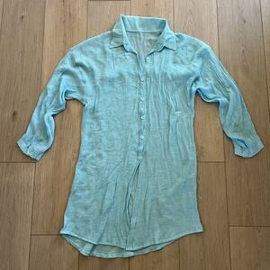 ComfyLuxe Boutique Women's Blue Swim Cover Up Button Down One Size